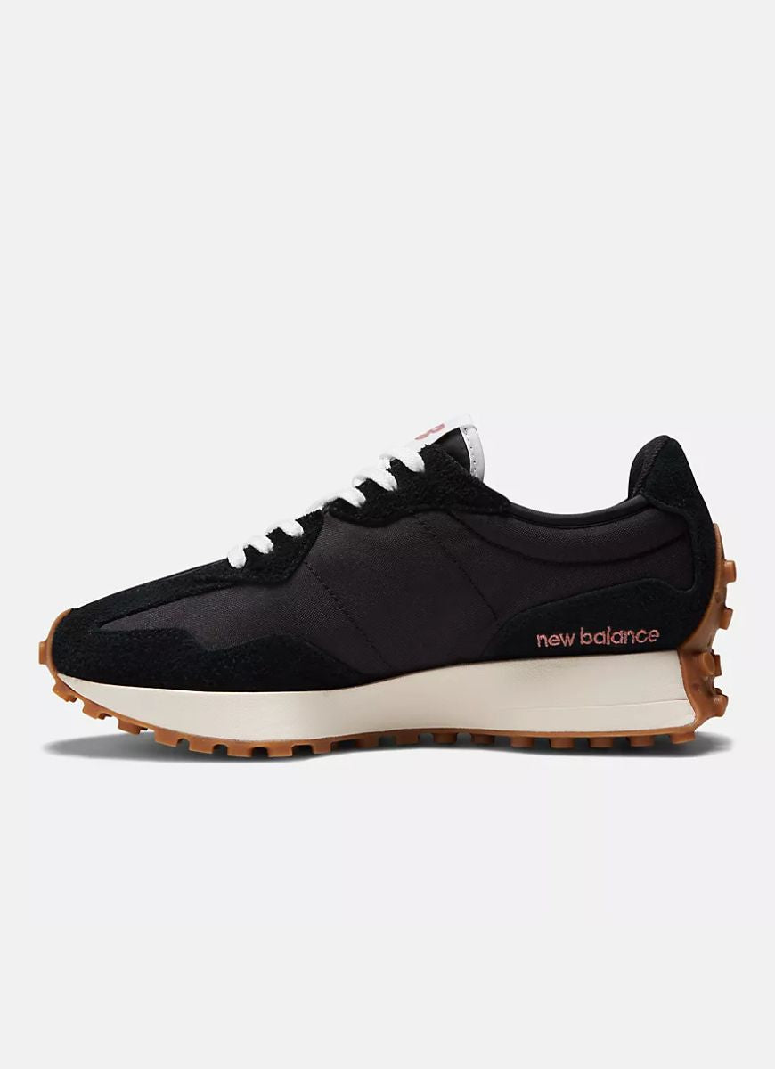 New Balance 327 Women's Sneaker in Black/White Side View