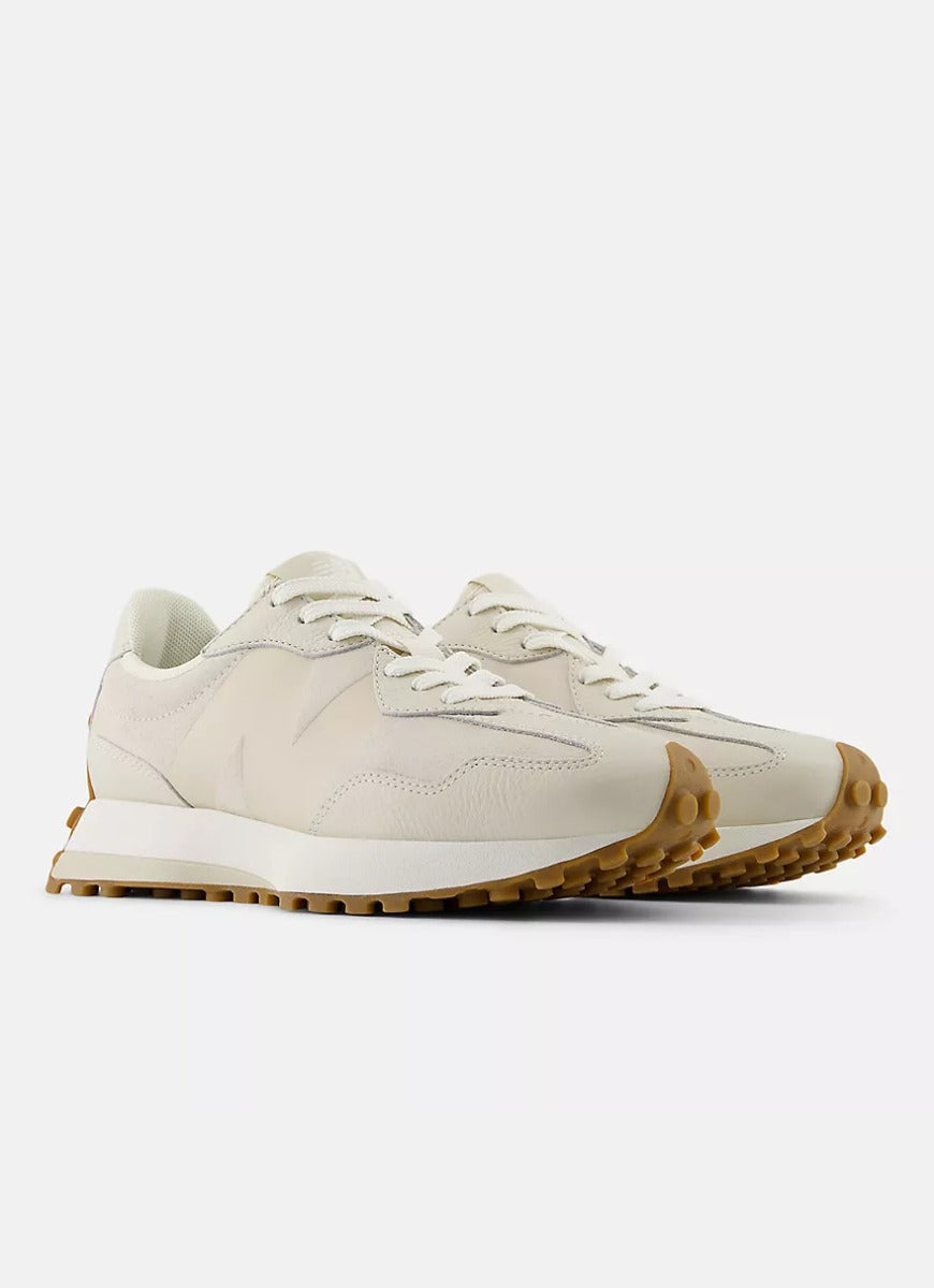 New Balance Women's 327 Sneaker in Linen Angled Side View