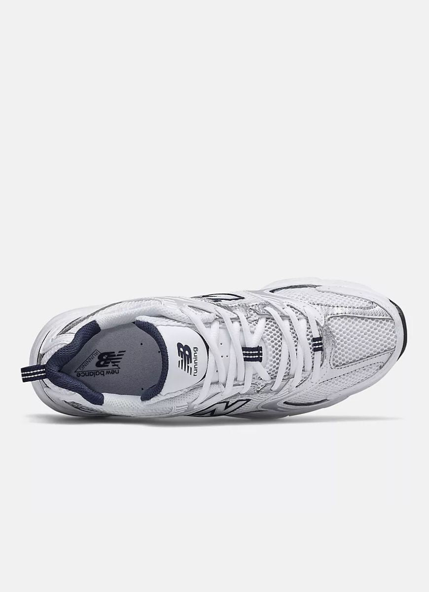 New Balance Women's 530 Sneaker in White/Natural Indigo Top Down View