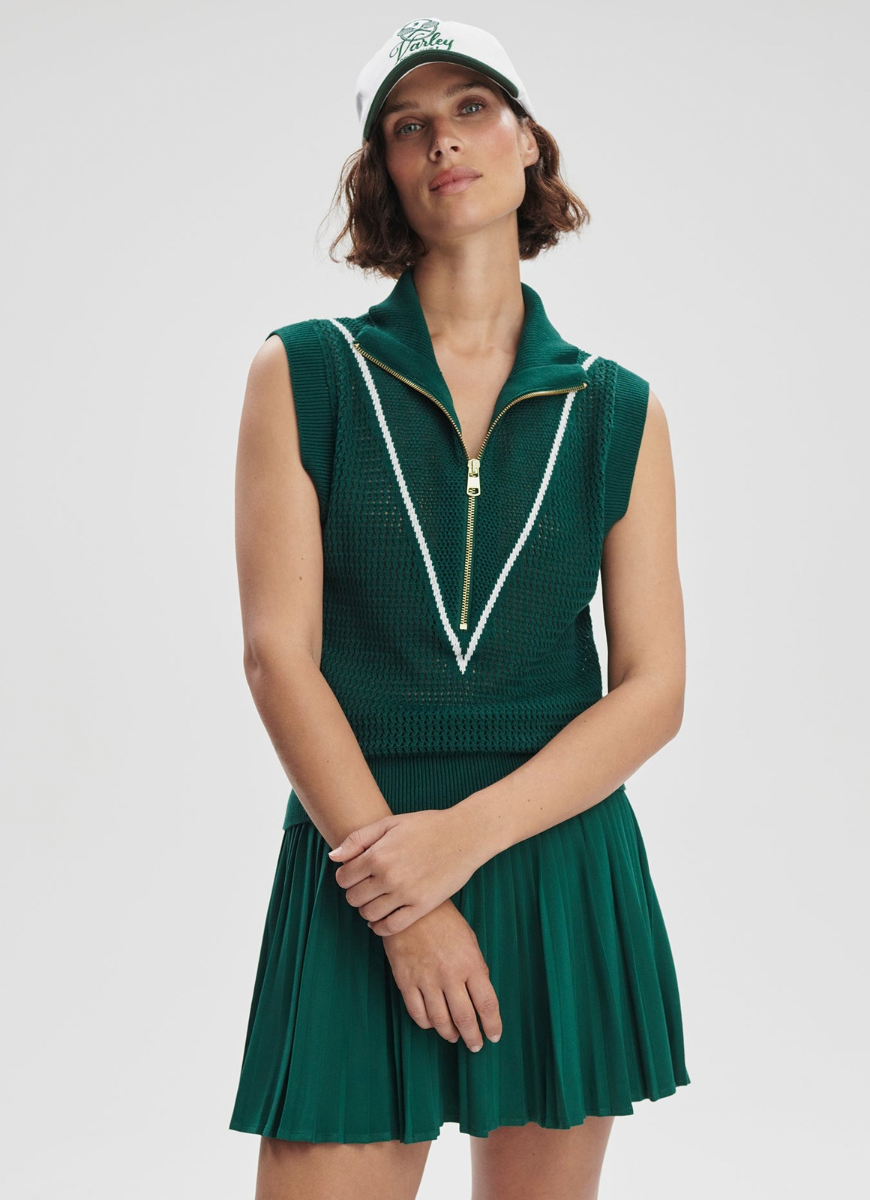 Varley Allena Half Zip Vest in Forest