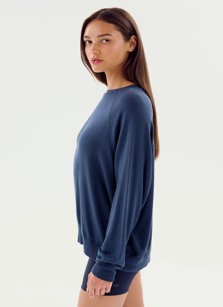 Splits59 Andie Oversized Fleece Sweatshirt in Indigo Side View