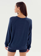 Splits59 Andie Oversized Fleece Sweatshirt in Indigo Back View