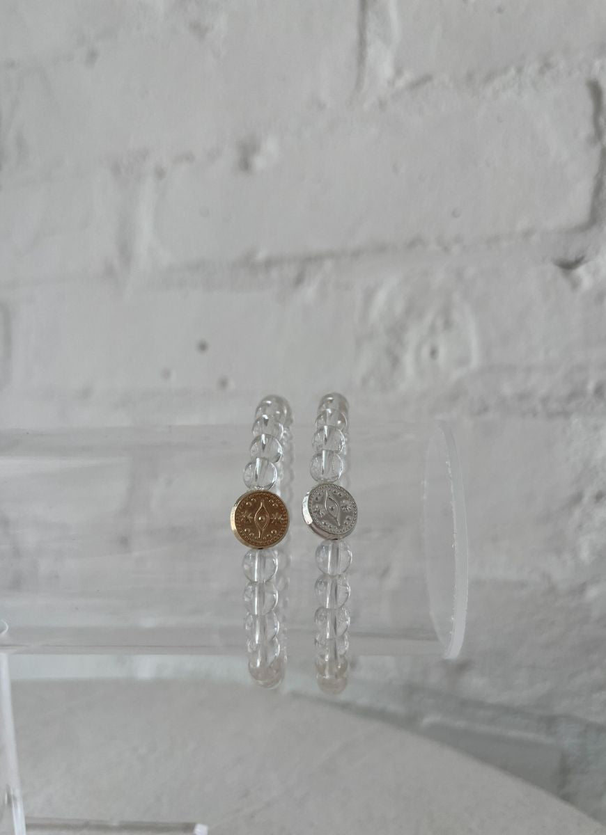 Lo & Co Jewelry Clear Abundance Bracelet Shown on Clear Stand