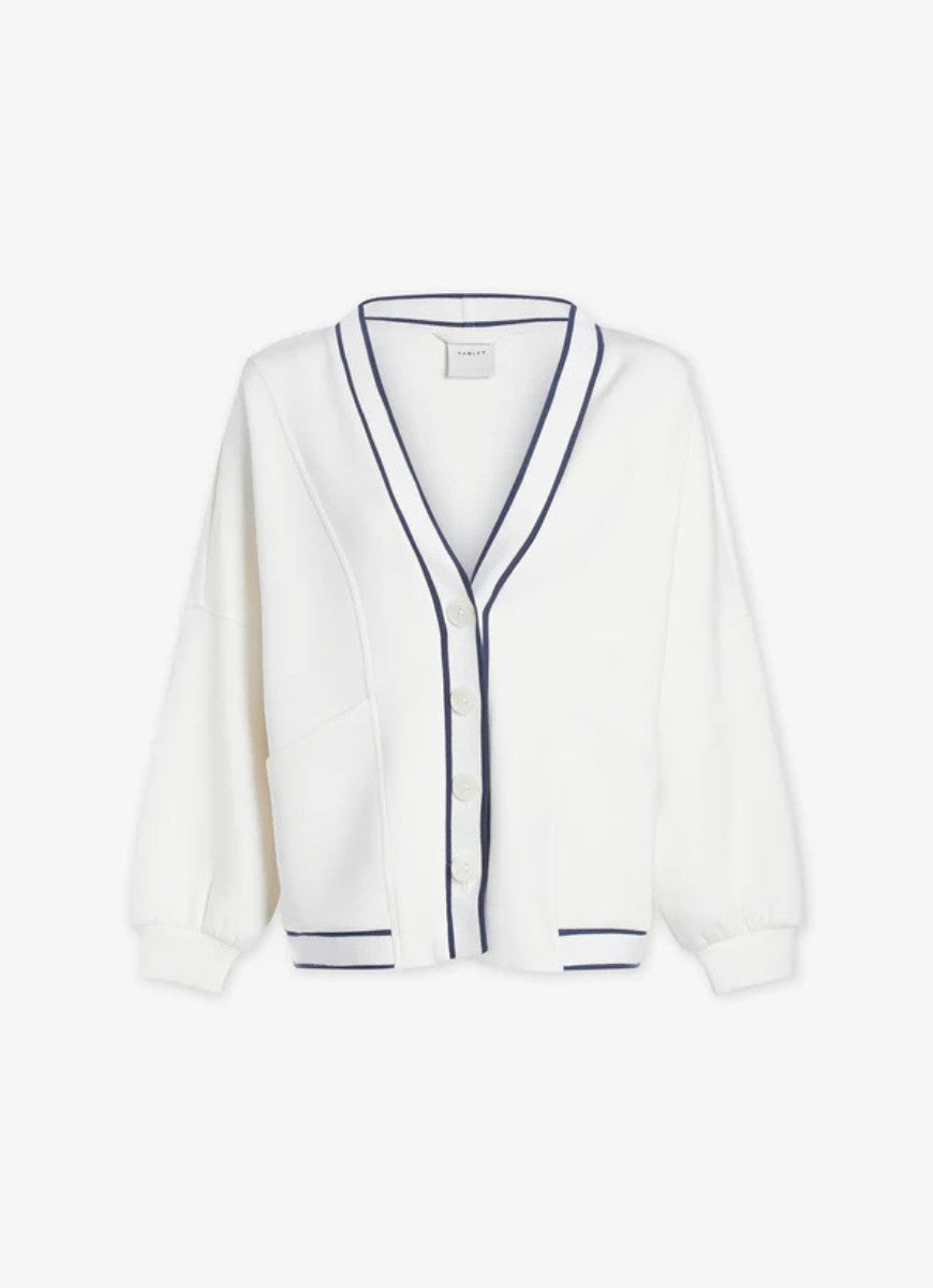 Varley Decker Off-Court Cardigan in White Product Shot View