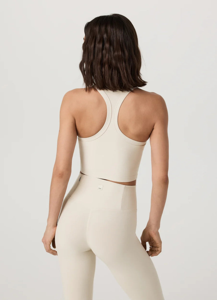 Vuori Elevation Racerback Tank Top in Bone Heather Alternate Back View