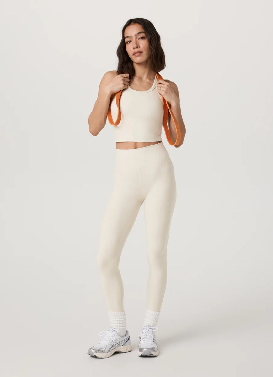 Vuori Elevation Racerback Tank Top in Bone Heather Front View