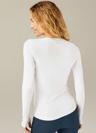 Beyond Yoga Featherweight Classic Crew Pullover in White Back View