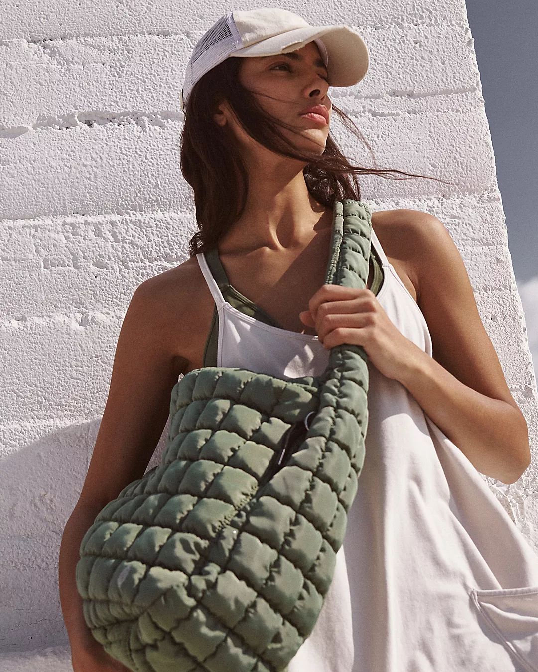 Free People Quilted Carryall in Washed Sage