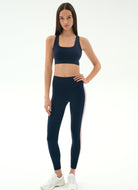 Splits59 Lexi Rigor Sports Bra in Indigo/Blush Full Length Front View