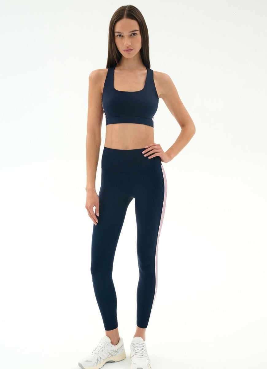 Splits59 Lexi Rigor Sports Bra in Indigo/Blush Full Length Front View