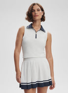 Varley Mariam 2-in-1 Court Skirt 14.5” in White/Blue Nights Front View
