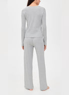 Polo Ralph Lauren Henley Wide Leg Sleep Set in Heather Grey Back View