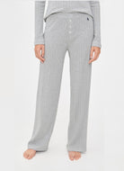 Polo Ralph Lauren Henley Wide Leg Sleep Set in Heather Grey Front View