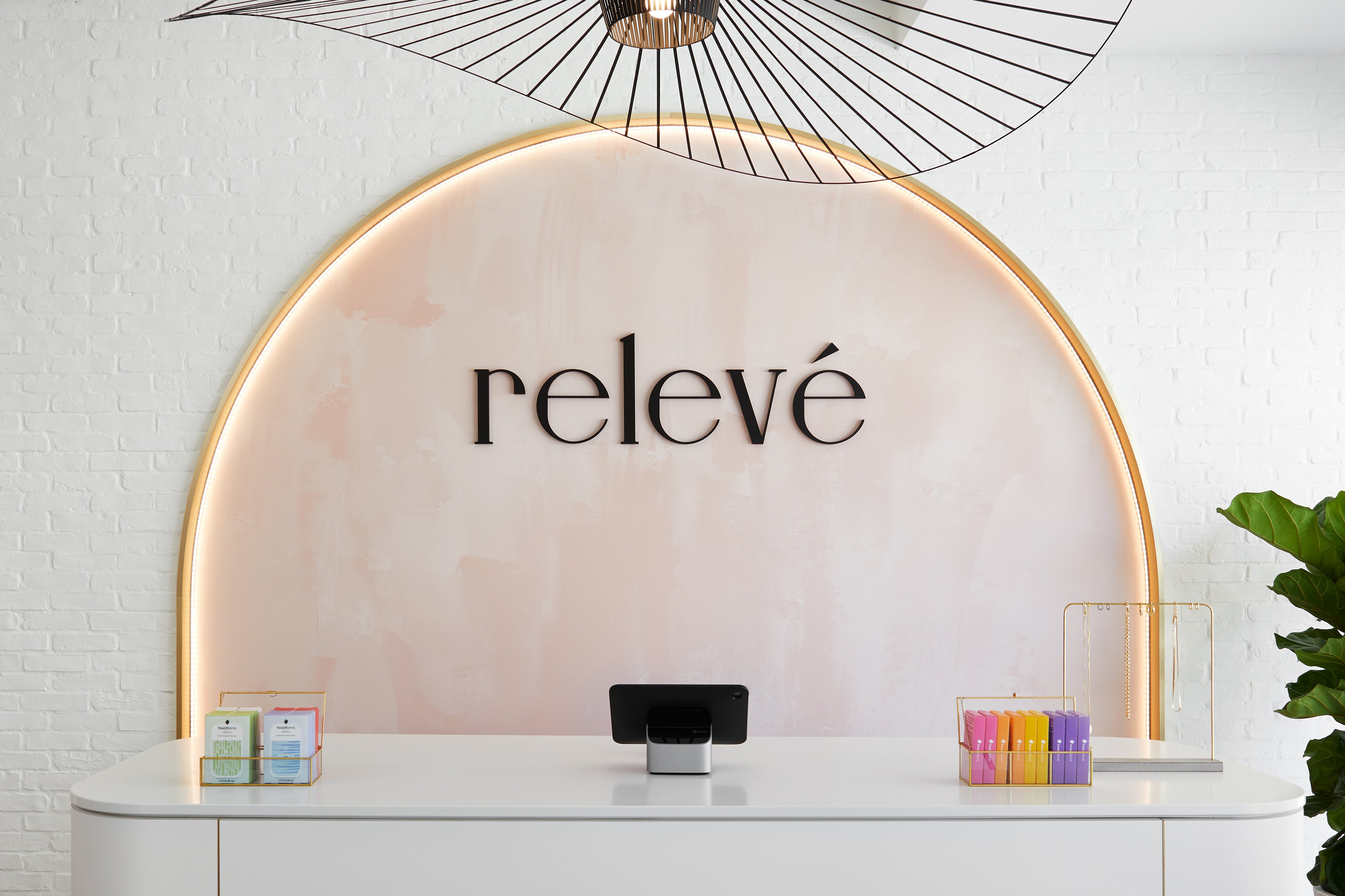 front checkout desk at releve clothing