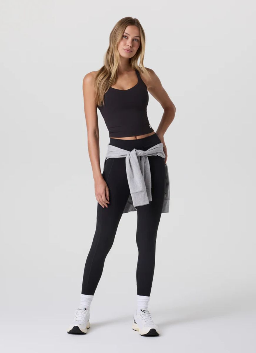 Vuori Women's Dynamic Tank Top in Black Full Length Front View