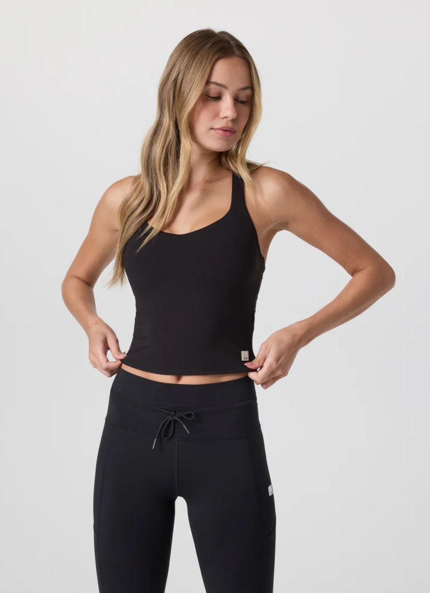 Vuori Women's Dynamic Tank Top in Black Front View