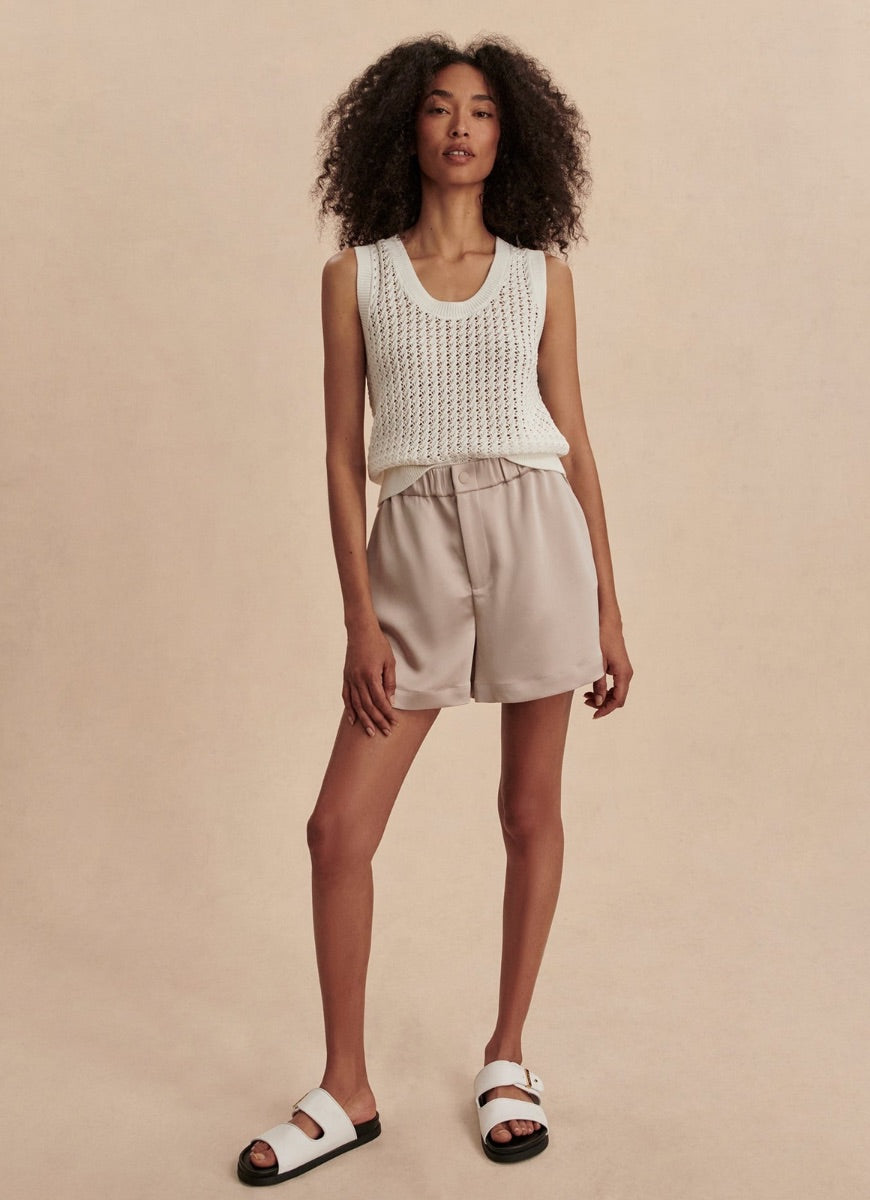 Varley Sakara High Rise Short 4” in Silver Cloud Full Length Front View