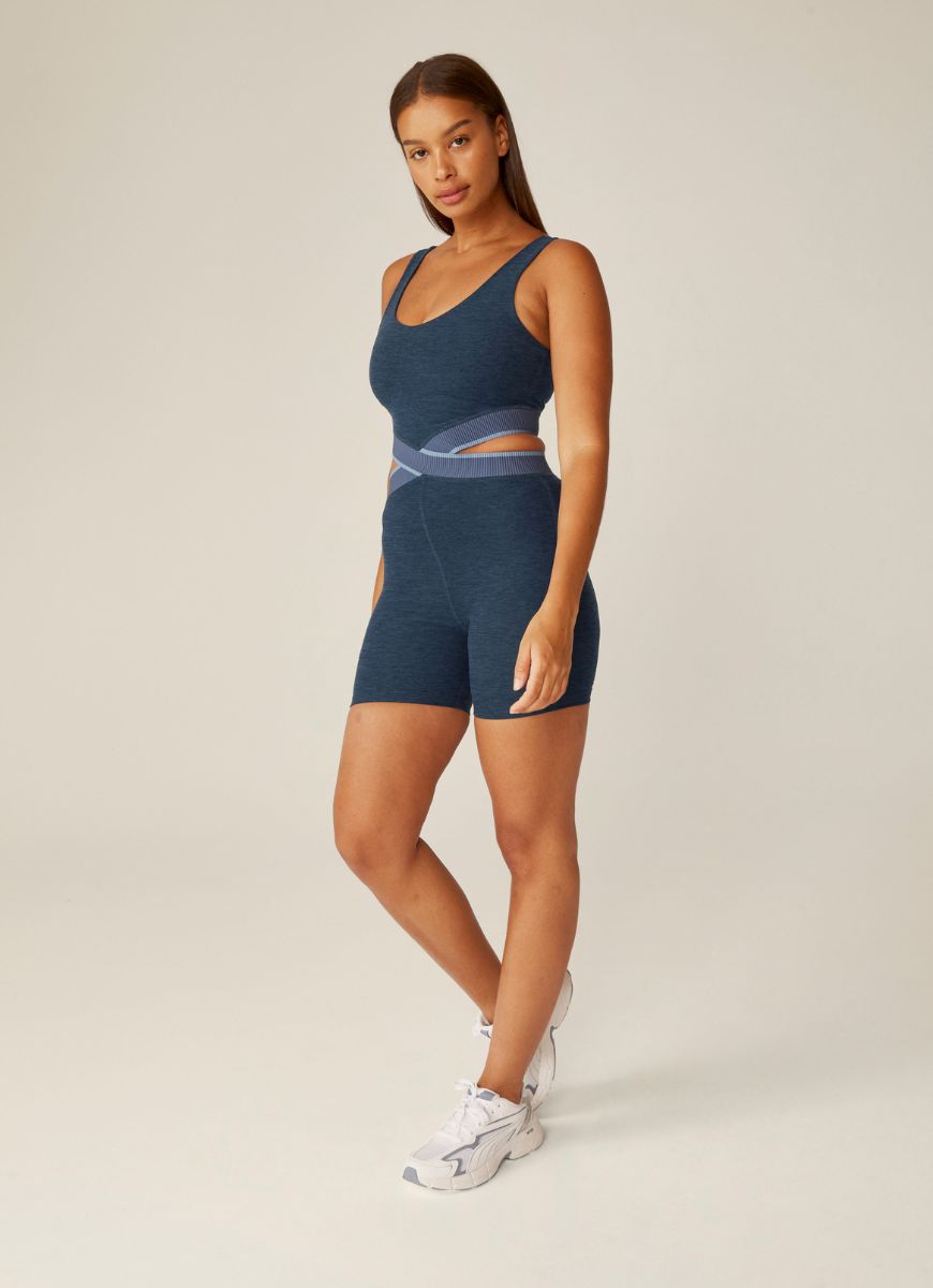 Beyond Yoga Spacedye In The Mix Biker Jumpsuit in Navy Full Length Side View