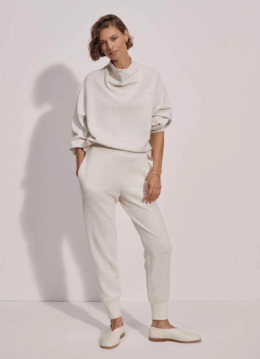 Varley The Slim Cuff Pant 25 in Ivory Marl Full Front View