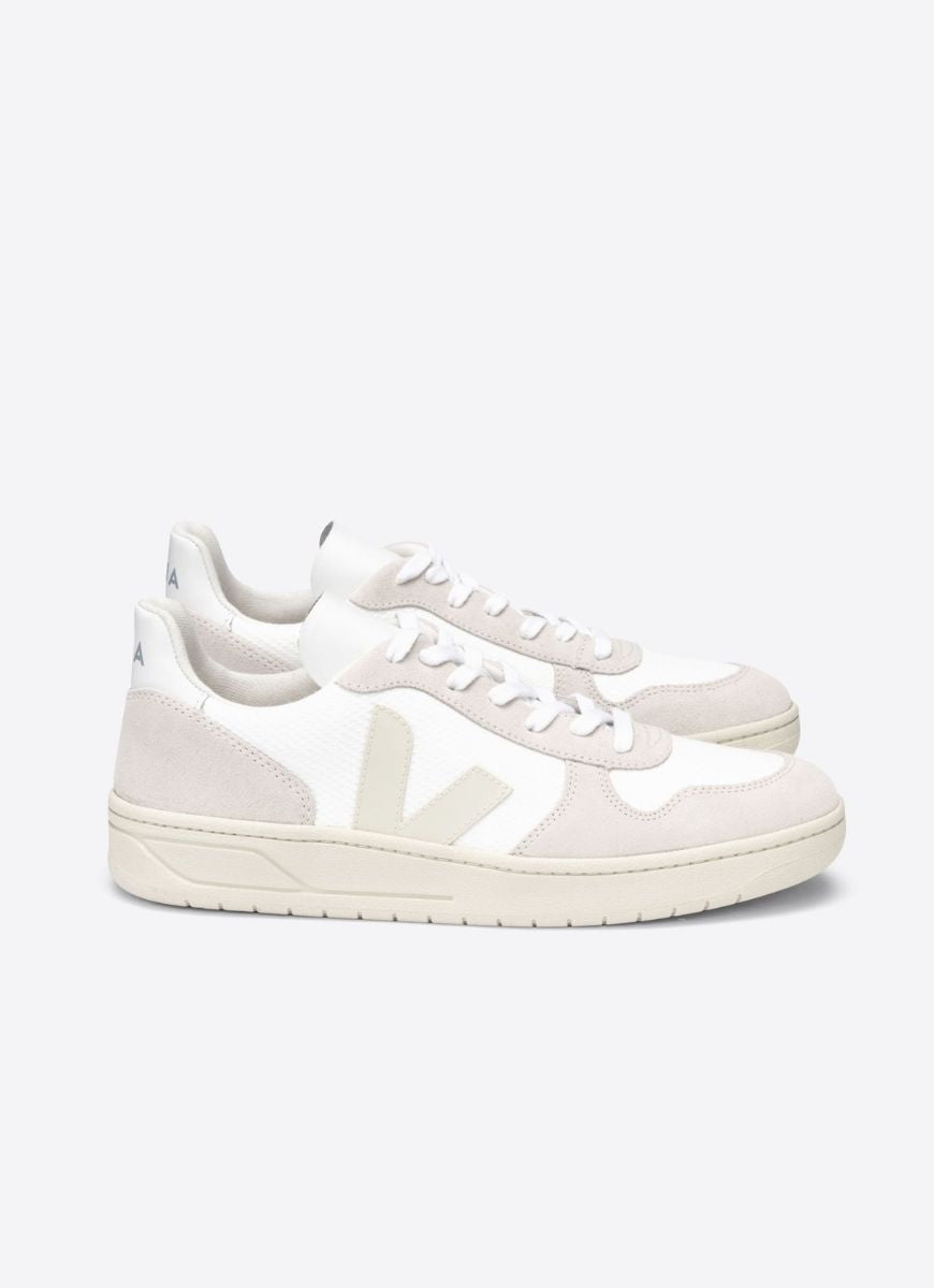 Veja Women's V-10 Sneaker in B-Mesh White/Natural Pierre