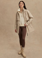 Varley Alyssa Rain Jacket in Silver Lining Full Length Front View