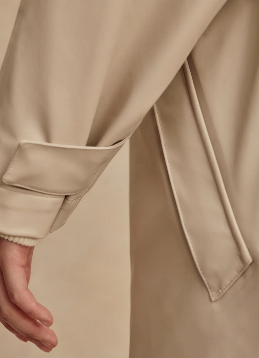 Varley Alyssa Rain Jacket in Silver Lining Close Up View of Cuff and Pocket