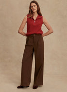 Varley Amina Half Zip Knit in Lava Falls Full Length Front View