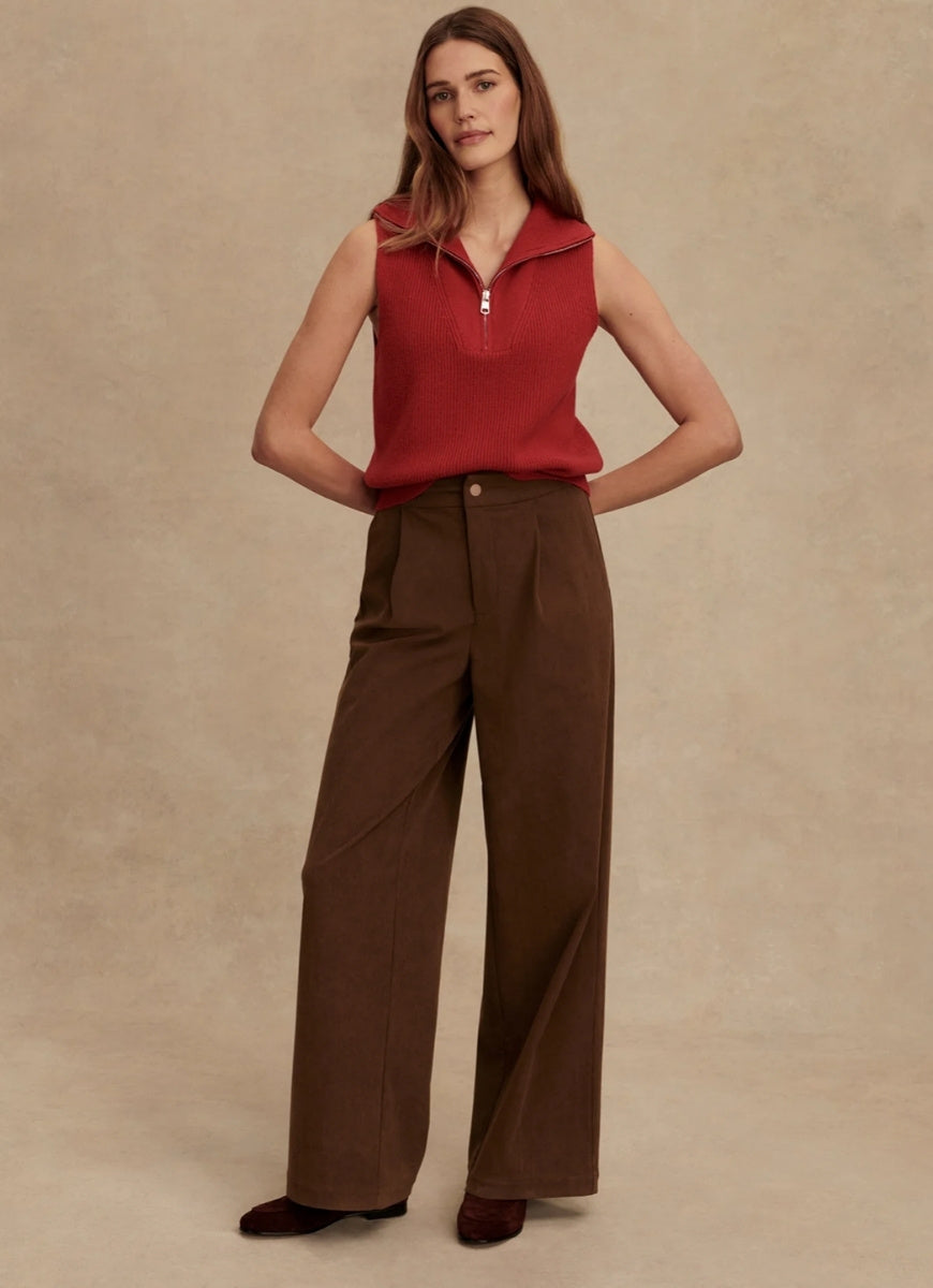 Varley Amina Half Zip Knit in Lava Falls Full Length Front View
