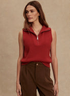 Varley Amina Half Zip Knit in Lava Falls Front View