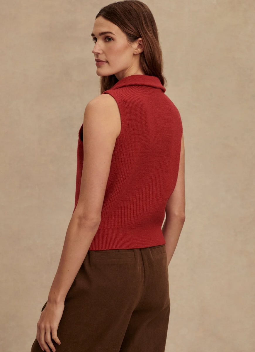 Varley Amina Half Zip Knit in Lava Falls Side and Back View