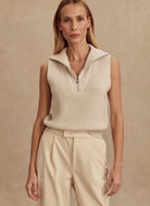 Varley Amina Half Zip Knit in Silver Birch Front View