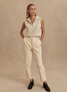 Varley Amina Half Zip Knit in Silver Birch Full Length Front View