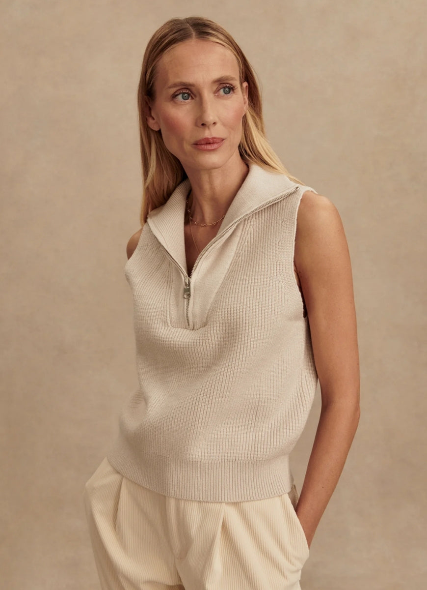 Varley Amina Half Zip Knit in Silver Birch