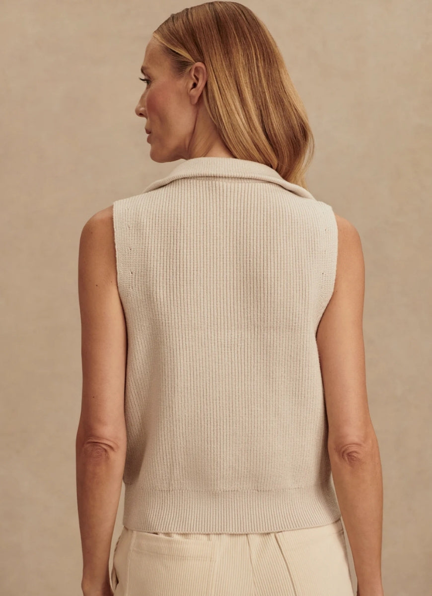 Varley Amina Half Zip Knit in Silver Birch Back View