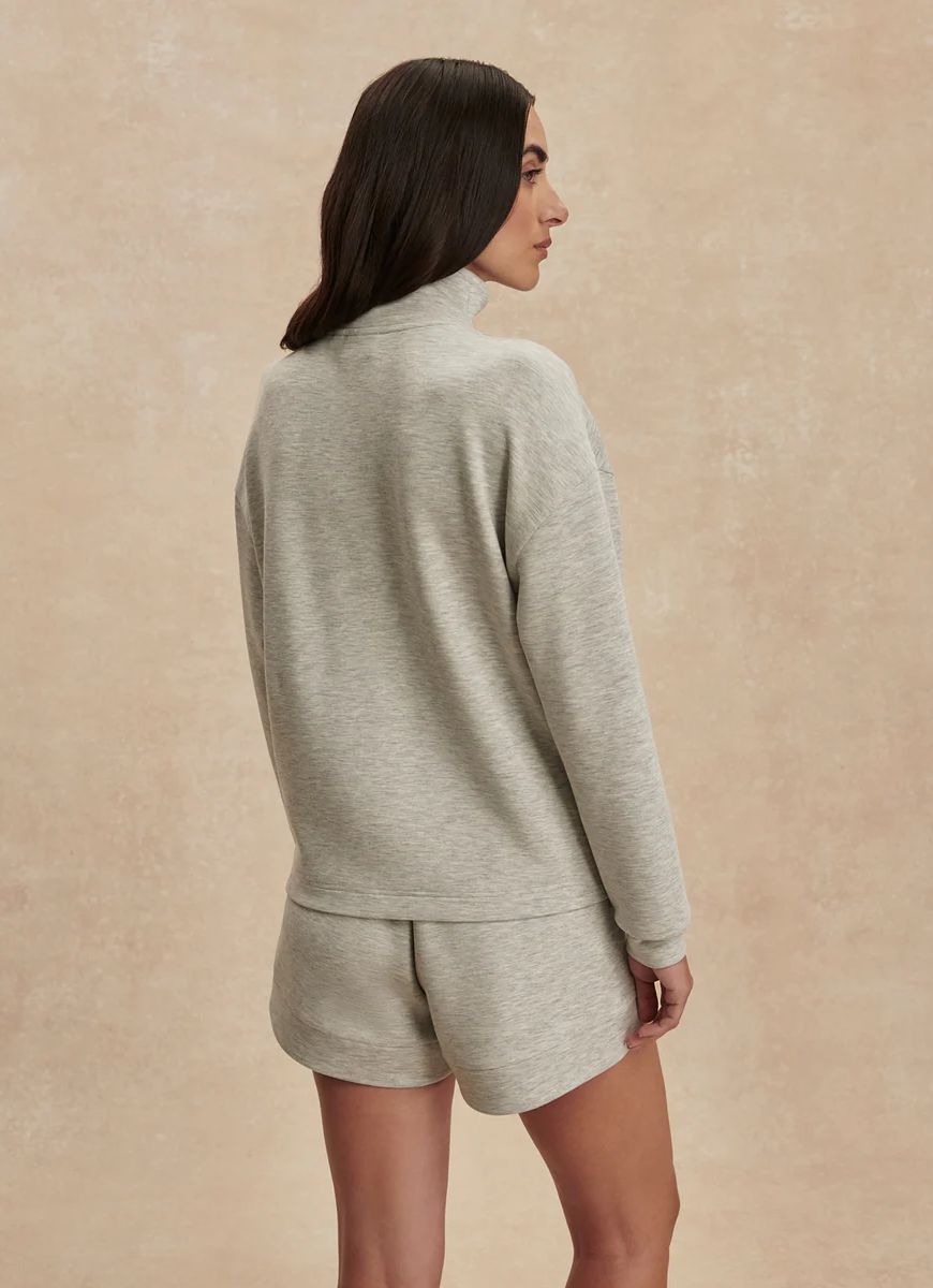 Varley Arlene Zip Through Sweatshirt in Light Grey Marl