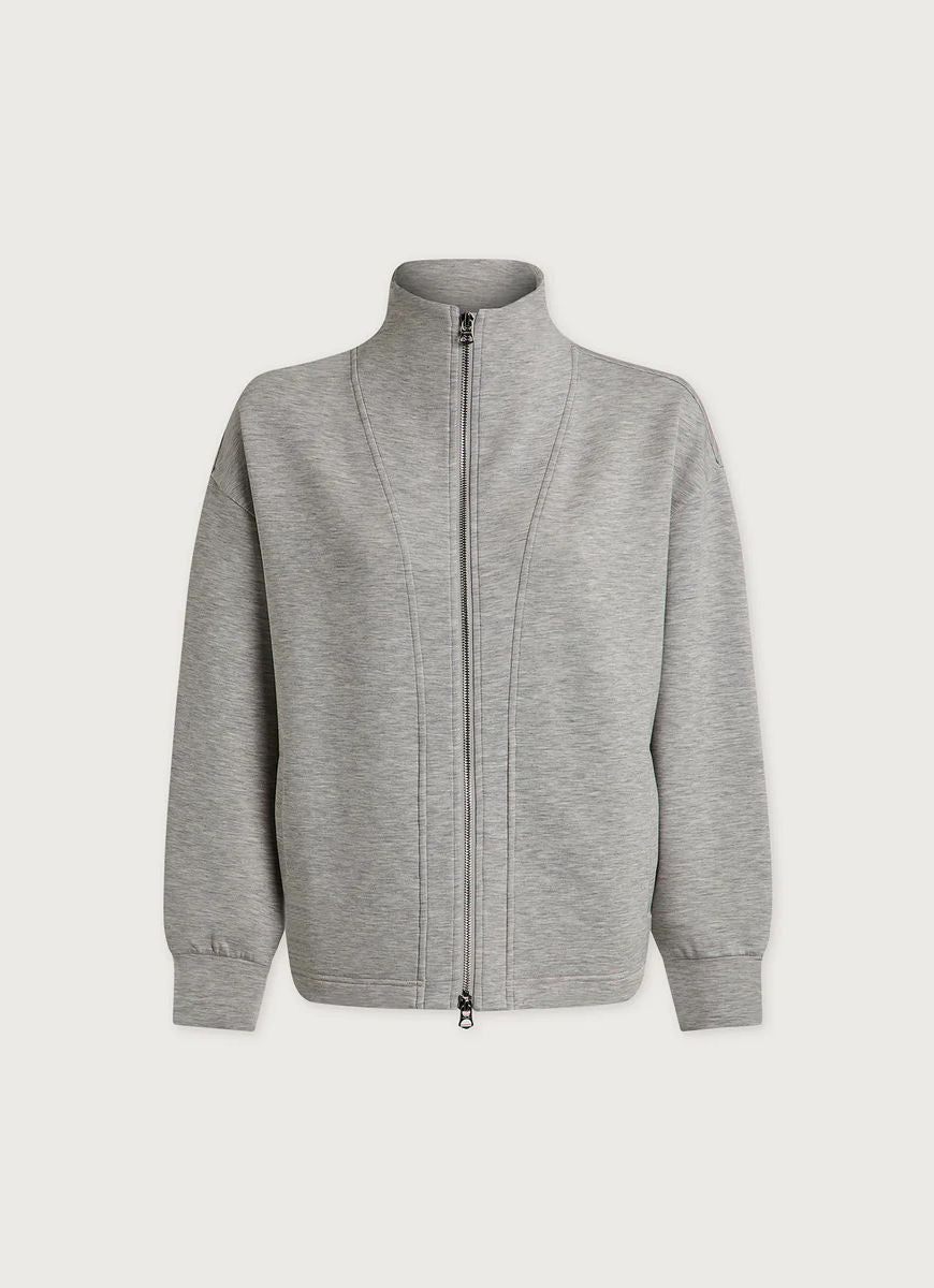 Varley Arlene Zip Through Sweatshirt in Light Grey Marl