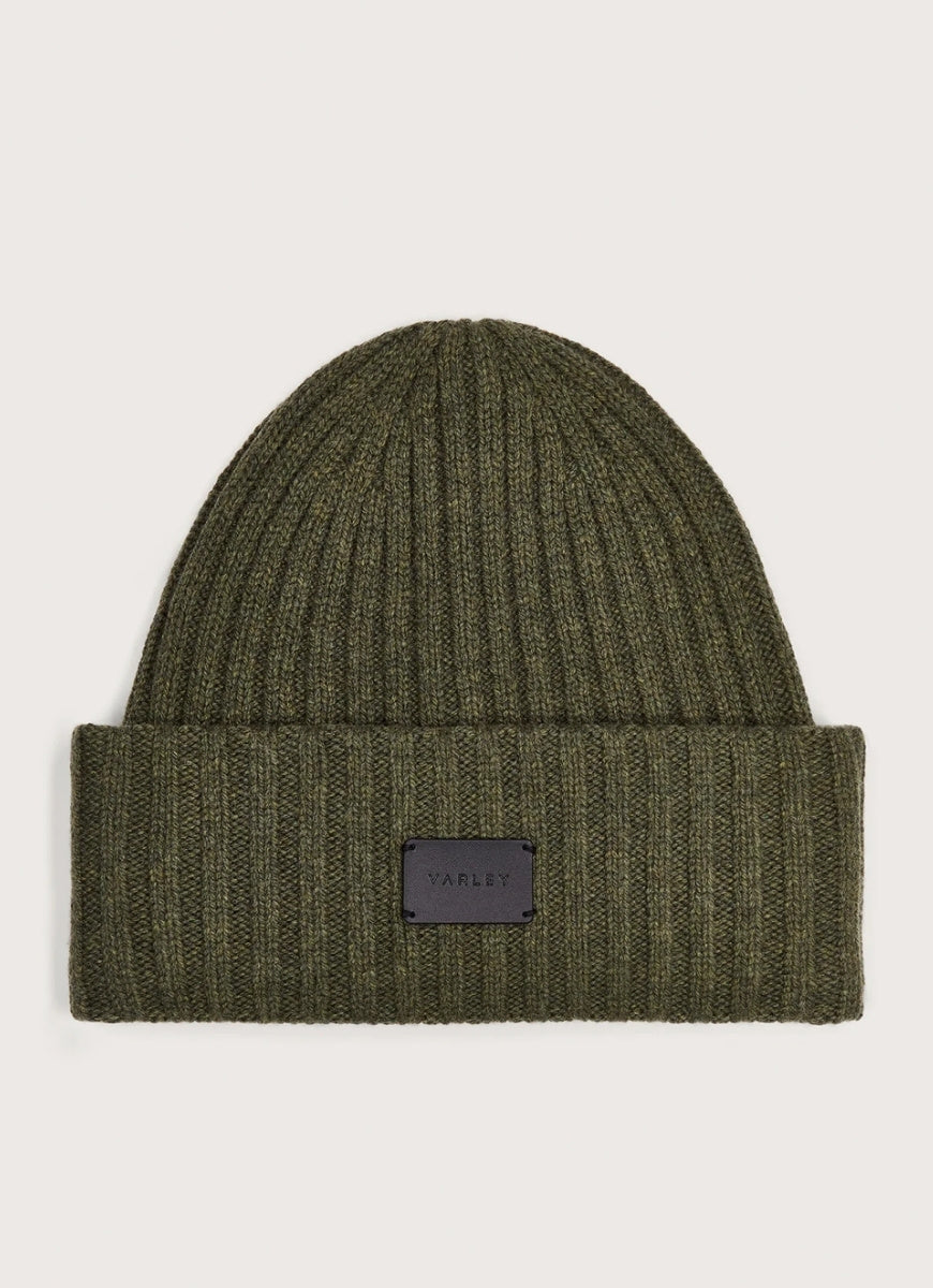 Varley Elva Chuky Rib Beanie in Mid Olive Marl Product Shot View