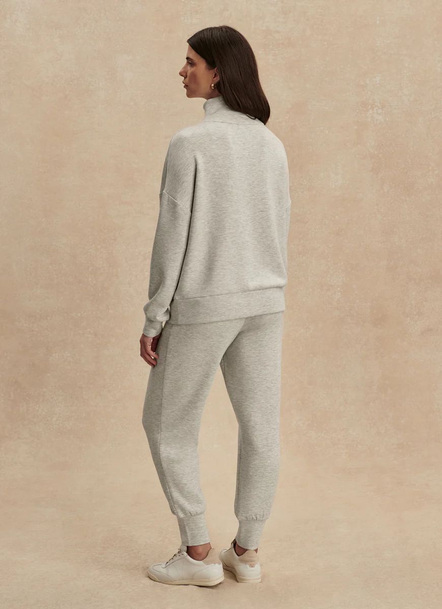 Varley Hawley Half Zip Sweatshirt in Light Grey Marl