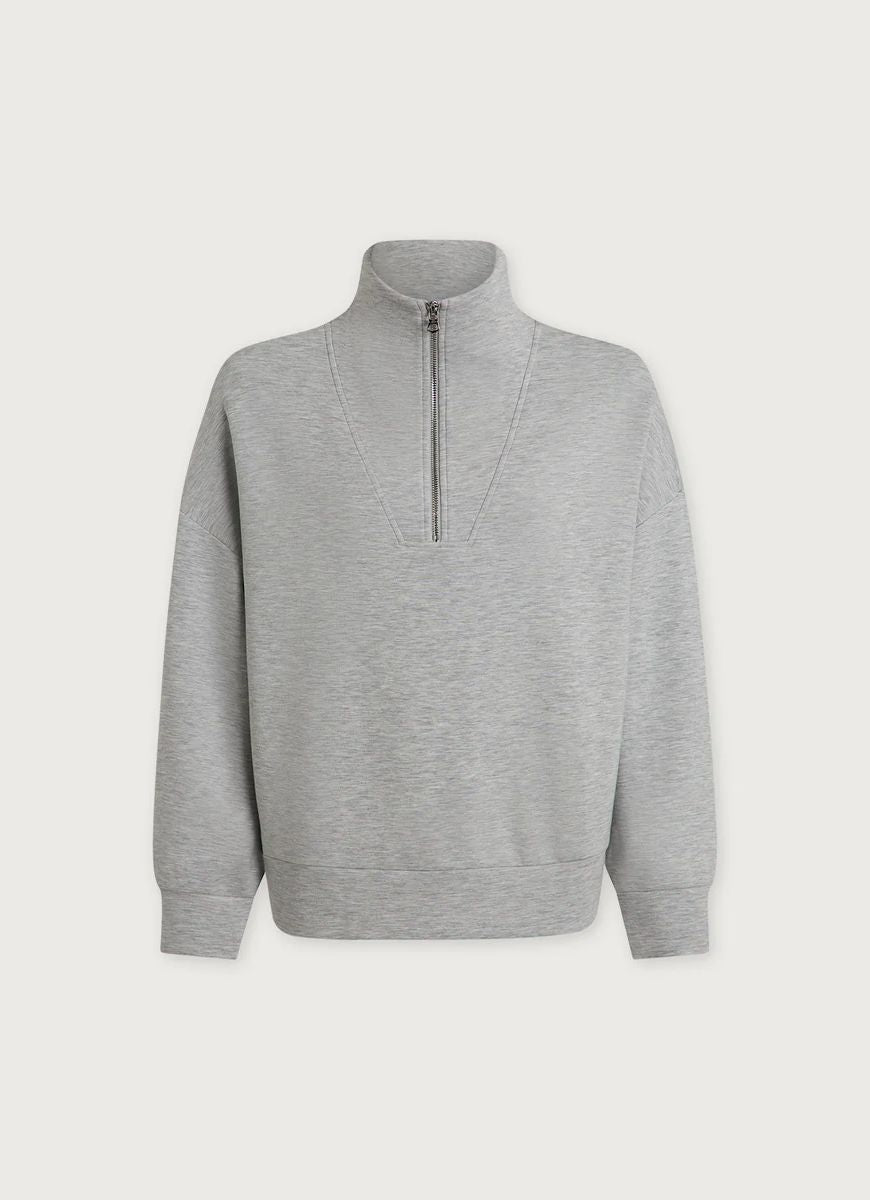 Varley Hawley Half Zip Sweatshirt in Light Grey Marl