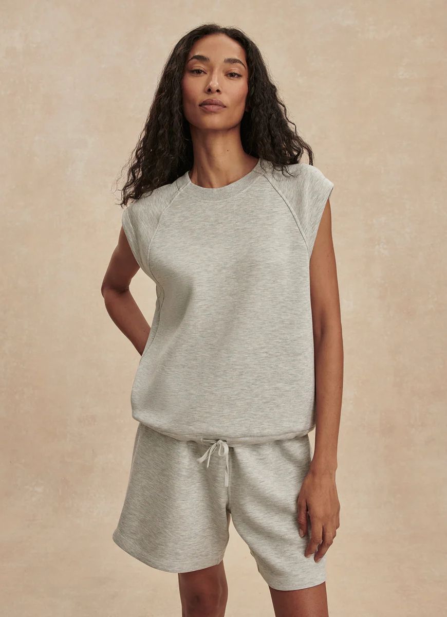 Varley Salome Raglan Tee in Light Grey Marl