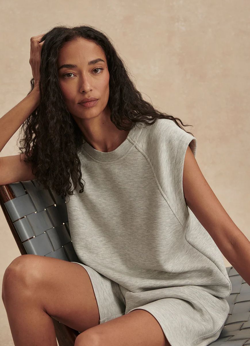 Varley Salome Raglan Tee in Light Grey Marl
