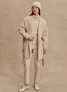 Varley Edgemere Wrap Jacket in Pumice Stone Front View With Jacket Open