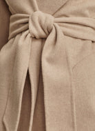 Varley Edgemere Wrap Jacket in Pumice Stone Close Up View of Waist Belt