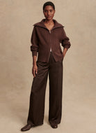 Varley Enrico Knit Jacket in Coffee Bean Full Length Front View