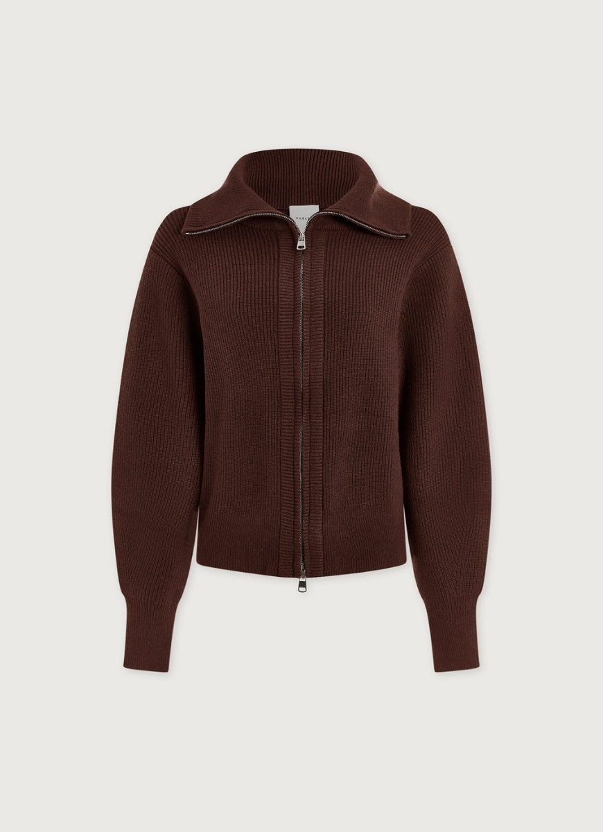 Varley Enrico Knit Jacket in Coffee Bean Product Shot View