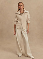 Varley Enrico Knit Jacket in Silver Birch Full Length Front View