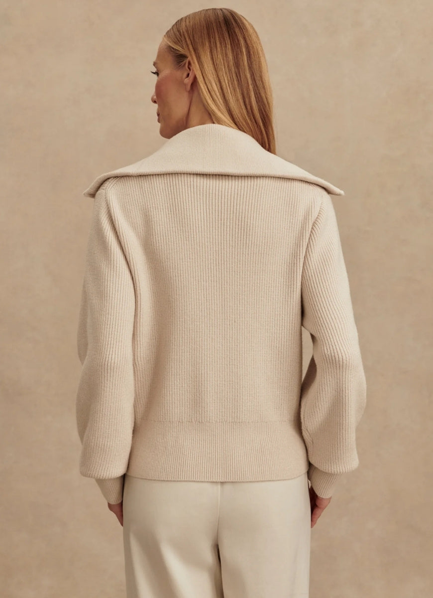 Varley Enrico Knit Jacket in Silver Birch Back View