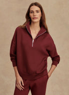 Varley Hawley Half Zip Sweatshirt in New Maroon