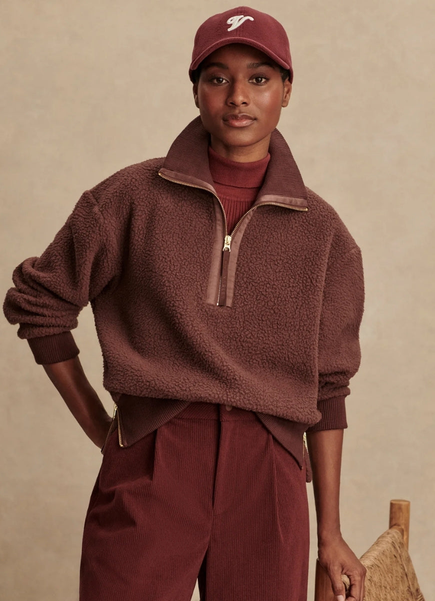 Varley Roselle Half Zip Fleece in Deep Mahogany