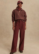 Varley Roselle Half Zip Fleece in Deep Mahogany Full Length Front View